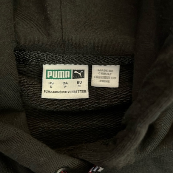 New Puma AS Cropped Hoodie Pullover Sweatshirt Black/Noir White Stripe Small - Picture 5 of 11